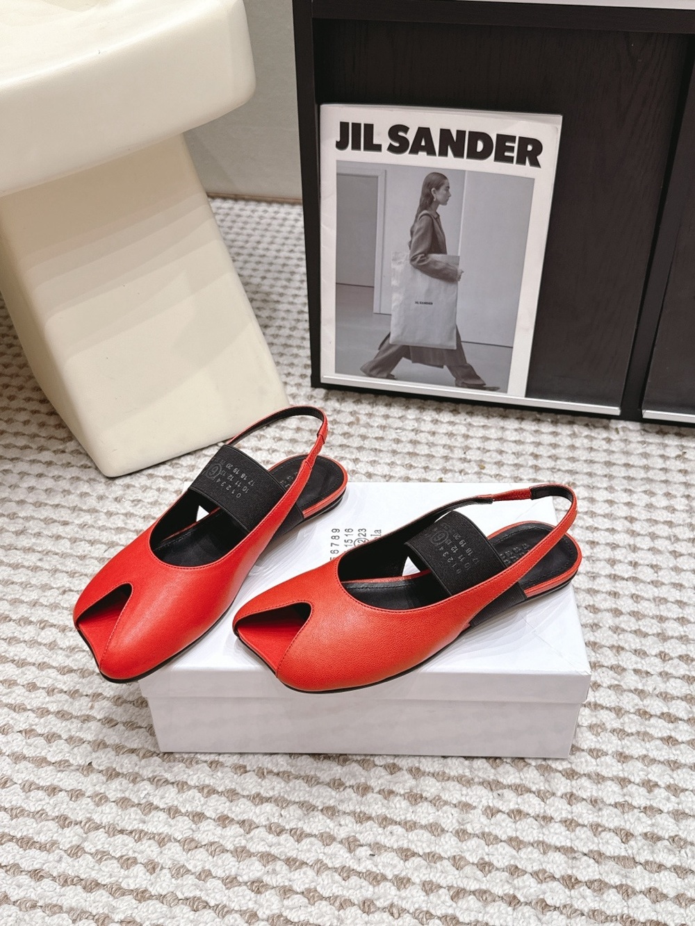 Maison Martin Margiela Red Leather Open-Toe Slingback Mules - Picture 4 of 9